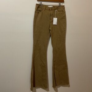 Vervet high rise flare khaki denim jeans with spandex